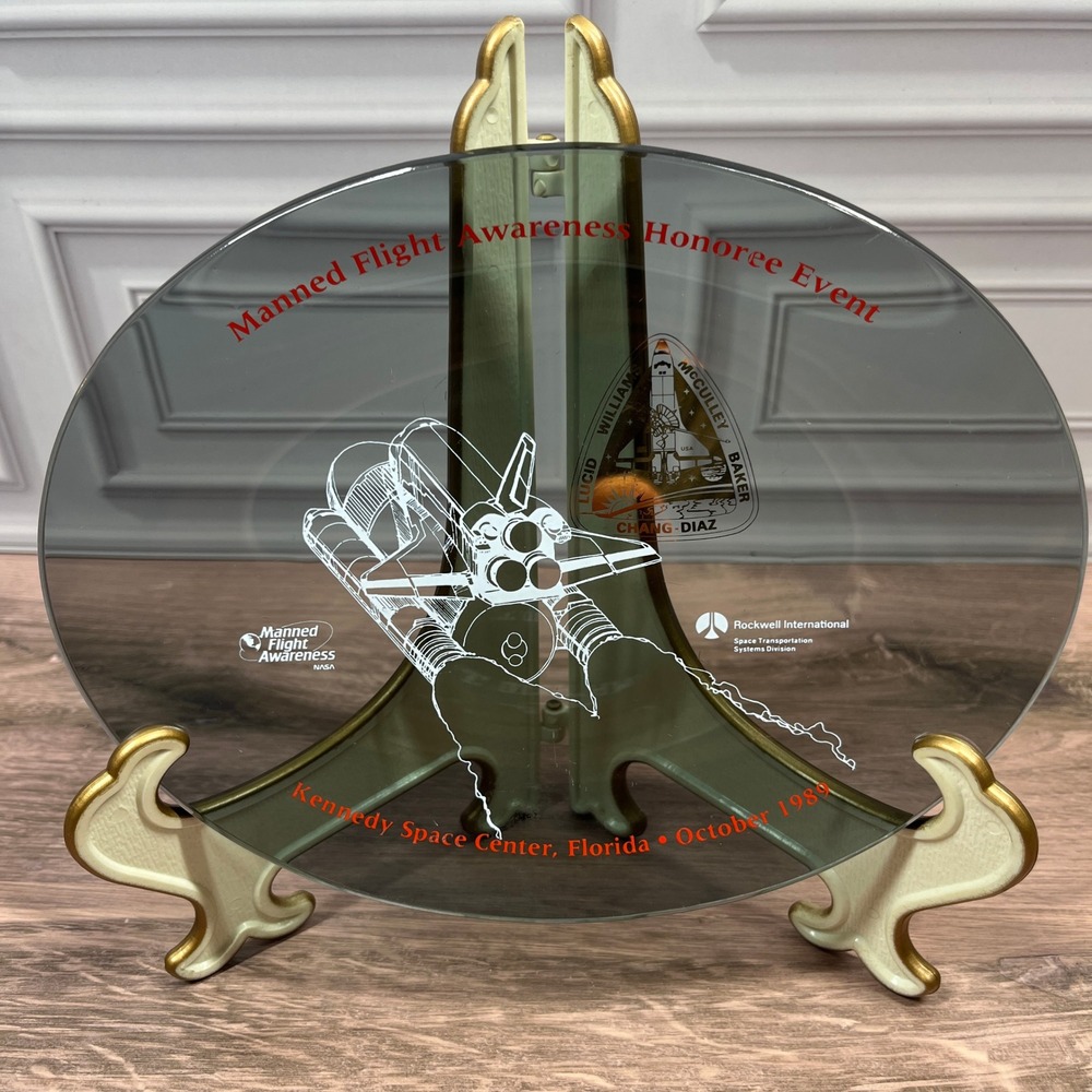 Manned Flight Awareness Event Plate Kennedy Space Center Florida October 1989